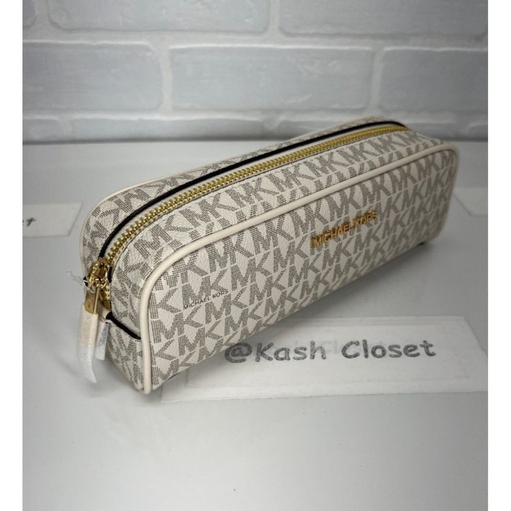 Michael Kors MK Giftables MD Makeup/Pencil Case - Light Cream Multi - Picture 2 of 8
